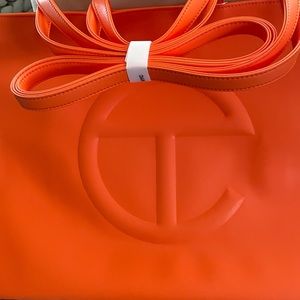 Telfar large tote in orange, A beautiful bright color for spring